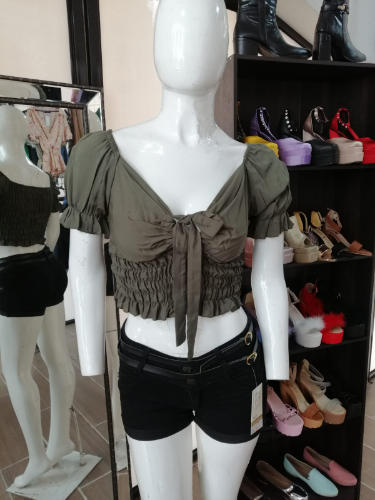 Imagen 1 de Blusa corrugada ligera verde militar T:Ch
