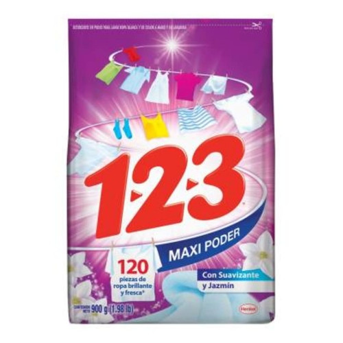 Imagen 1 de Detergente en polvo 1 2 3 maxi poder con suavizante y jazmín 900 g

$18.90

