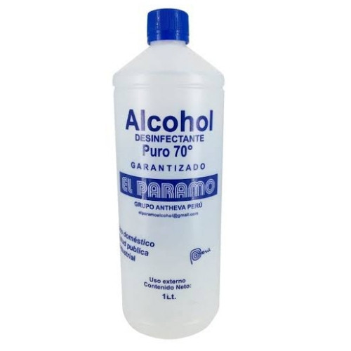 Imagen 1 de Alcohol Líquido de 70⁰ (1000 ML) Sin Atomizador - Marca El Paramo