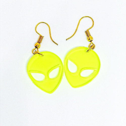 Imagen 1 de Aretes de alien verde neón 
