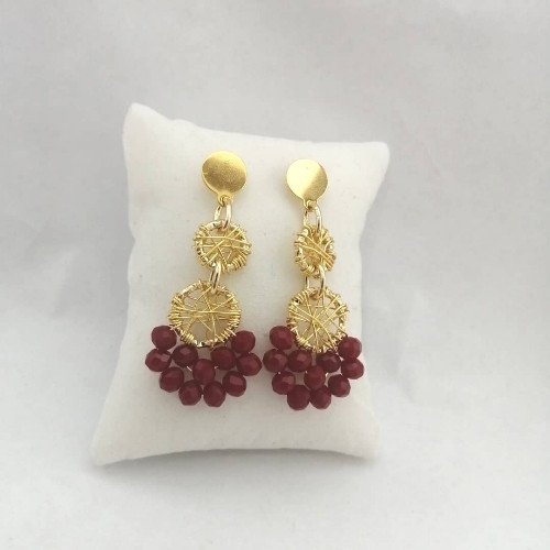 Imagen 1 de Arete 2 argollas rojo