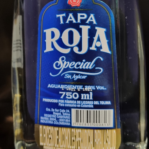 Imagen 1 de Aguardiente Tapa Roja Special Azul 750ml