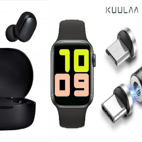 Imagen 1 de Combo#2: Audífonos Earbuds / Smartwatch t500 / Cable USB 3en1