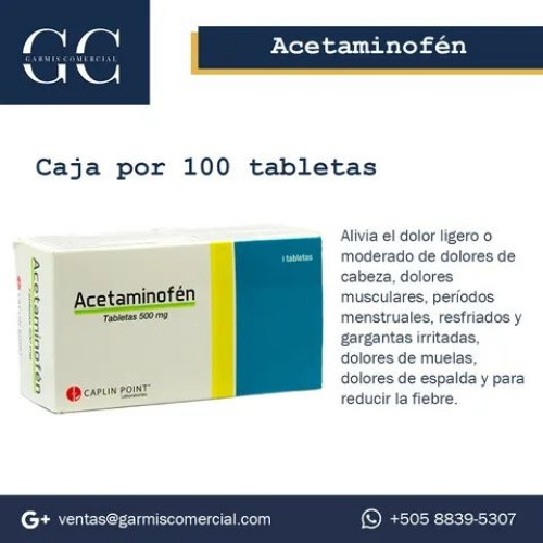 Imagen 1 de ACETAMINOFEN  C* 100 TAB  - CAPLIN- GCP0001