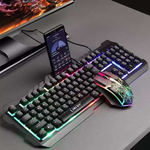 Imagen 1 de combo teclado + mouse alambrico retroiluminado gamer 