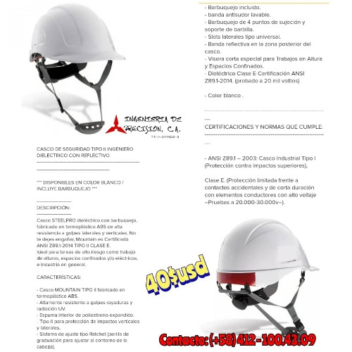 Imagen 1 de Casco de Seguridad Alturas Tipo II