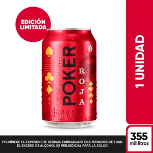 Imagen 1 de Cerveza Poker Roja
Lata X 355 ML