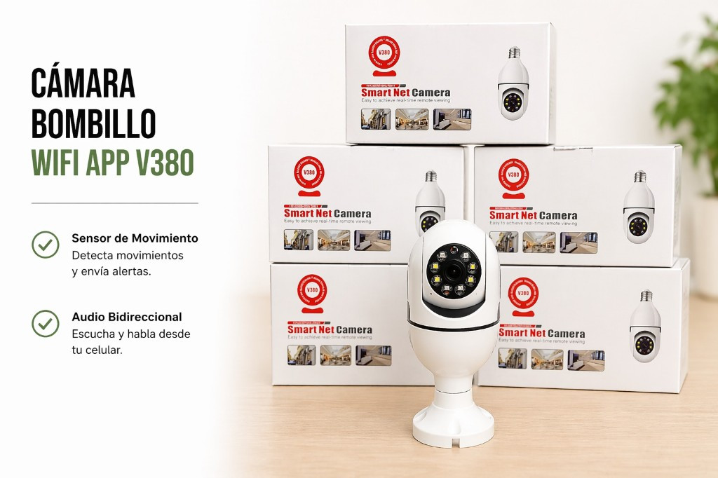 Imagen 1 de Cámara de seguridad tipo bombillo con wifi