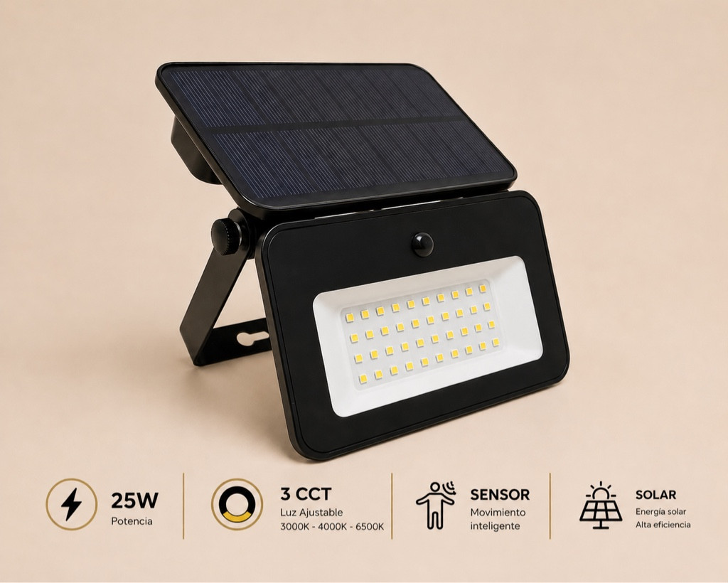 Imagen 1 de Reflector solar LED 25W 3CCT con sensor de movimiento