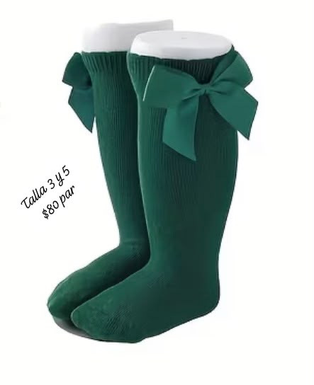 Imagen 1 de Calcetas largas verdes con moño talla 3 y 5