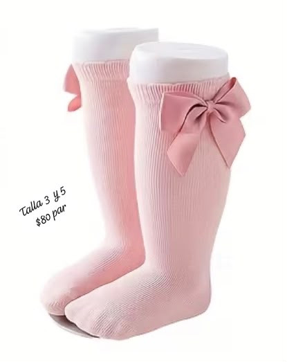 Imagen 1 de Calcetas rosa con moño talla 3 y 5