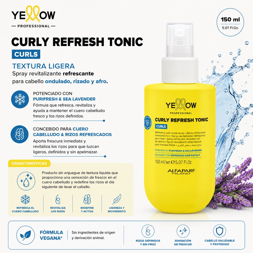 Imagen 1 de Yellow Curly Refresh Tonic 150ml