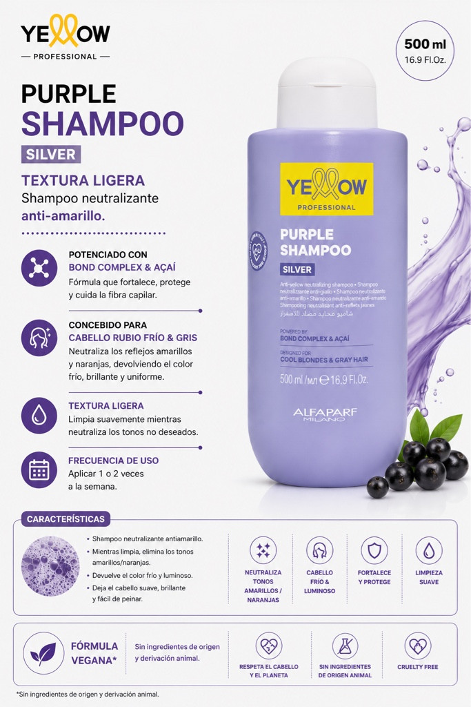 Imagen 1 de Alfaparf Yellow Purple Shampoo Silver