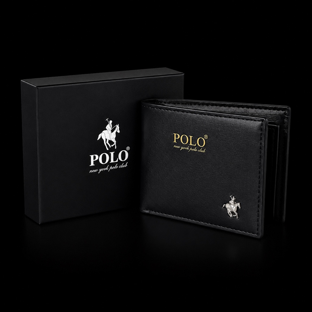 Imagen 1 de BILLETERA POLO DE CUERO NEGRO
