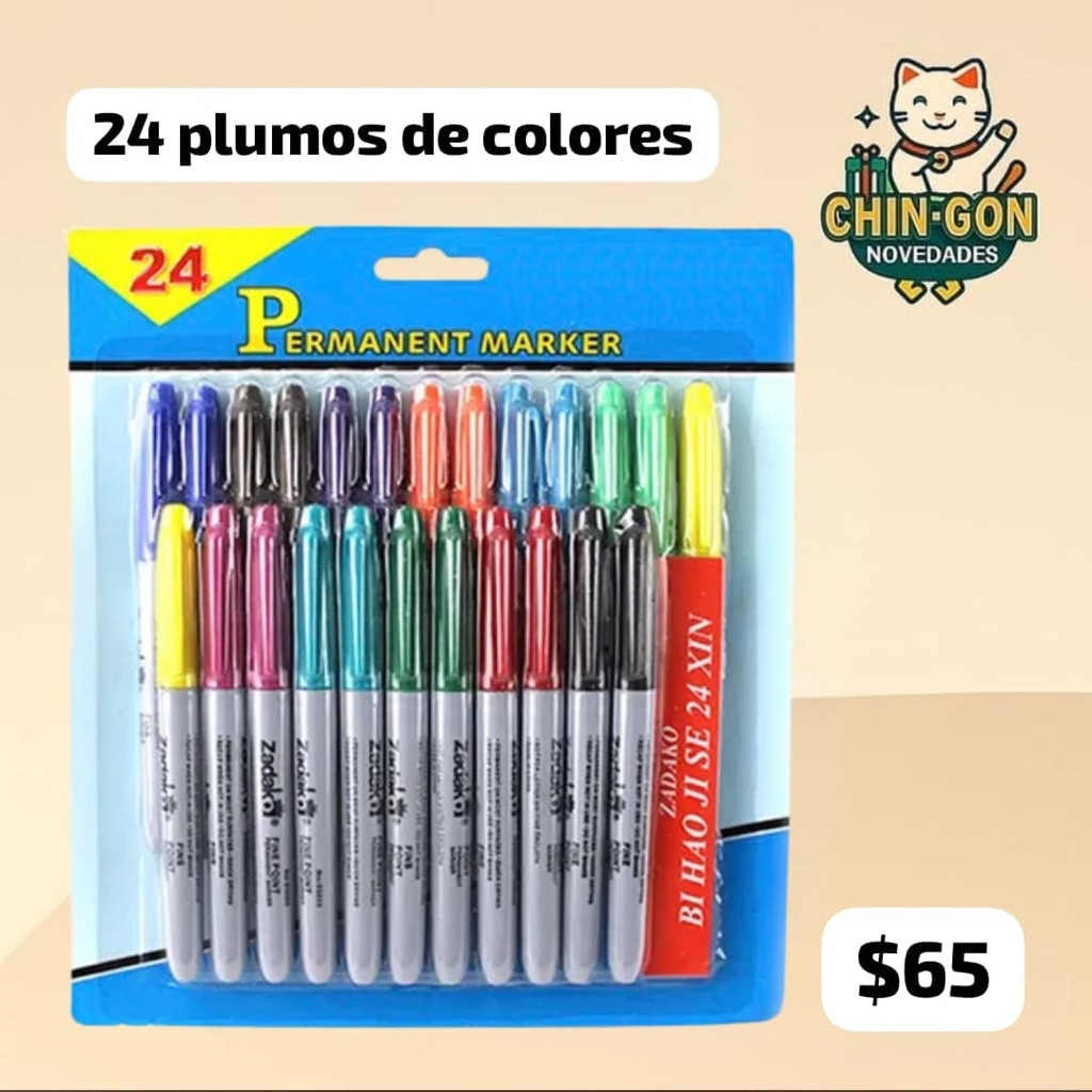 Imagen 1 de 24 plumones permanentes multicolor