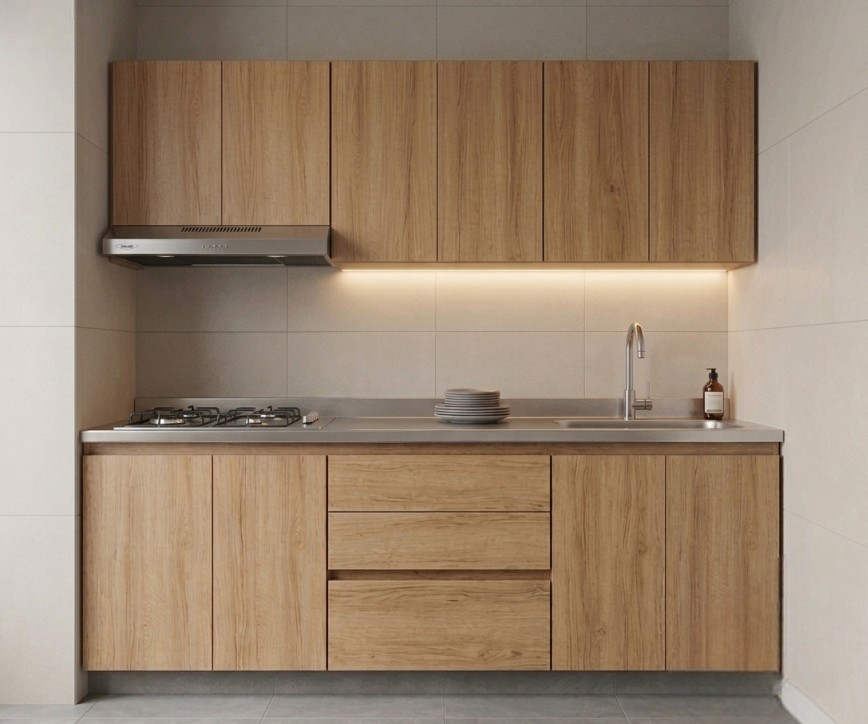 Imagen 1 de Cocina integral de 1.80 con mesón en acero haced con estufa y lavaplatos