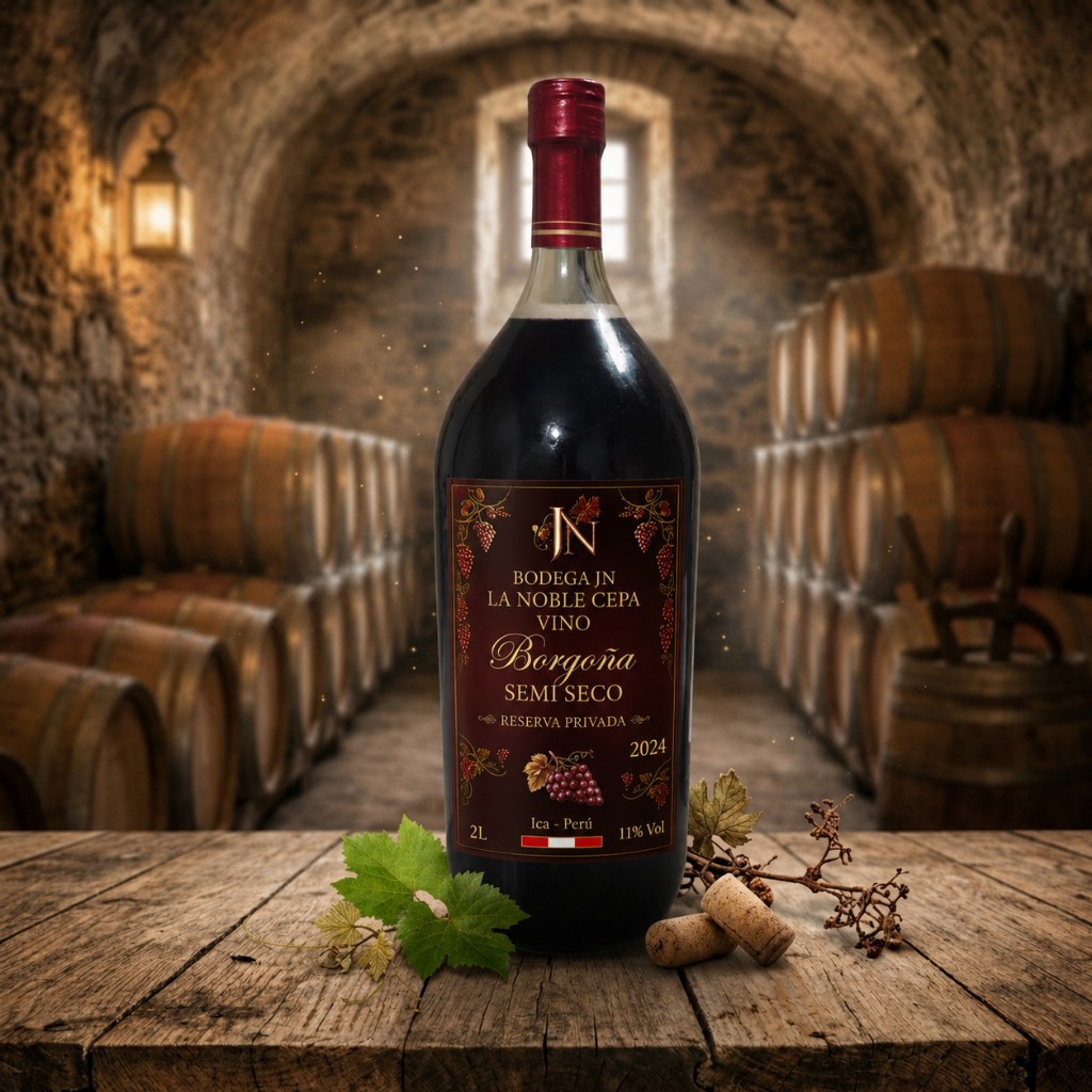 Imagen 1 de Borgoña semi seco reserva privada 2024 bodega jn la noble cepa x 2 litros caja x 6 und