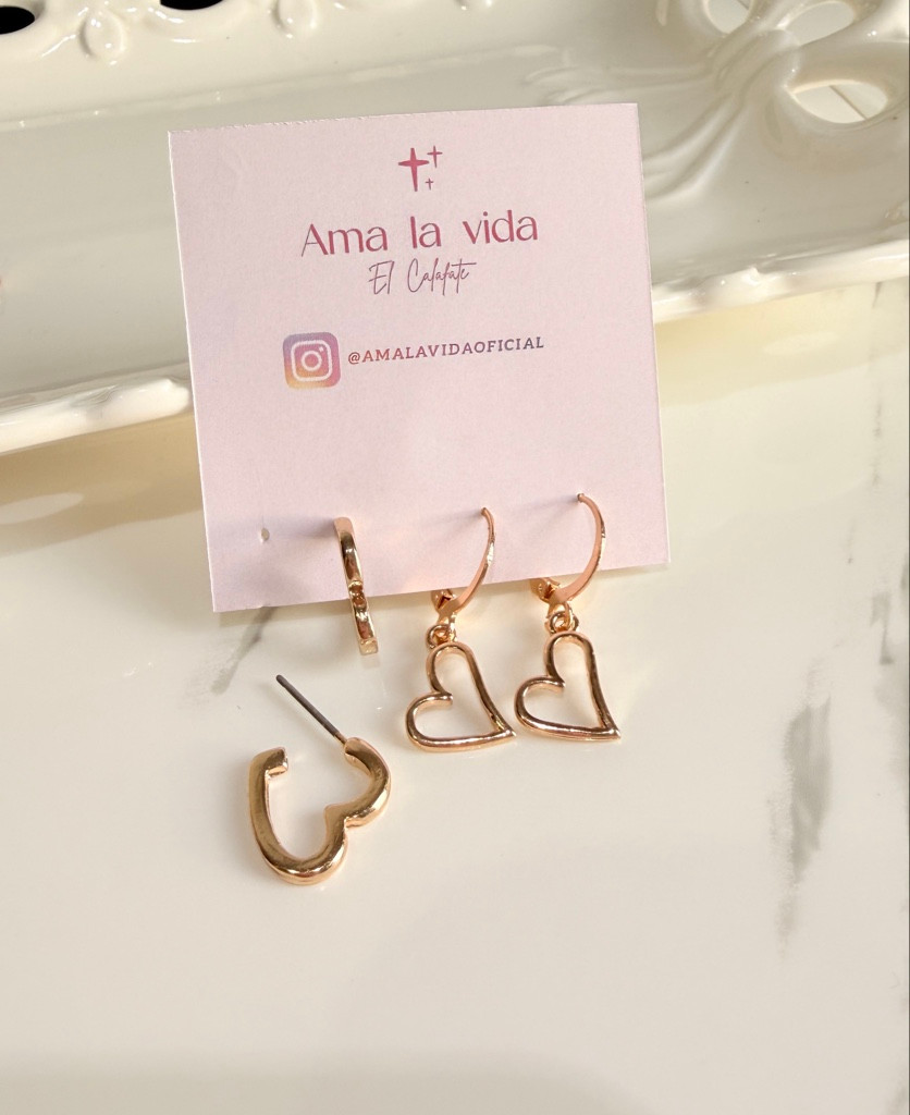 Imagen 1 de 2 pares aros corazon