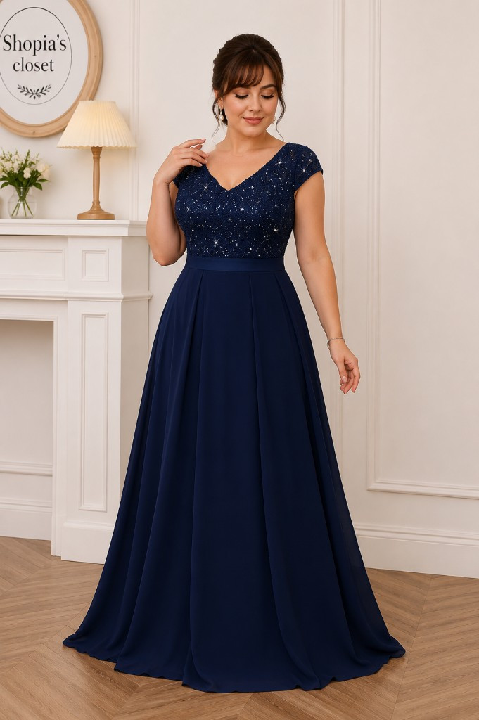 Imagen 1 de Vestido azul lentejuelas curvy