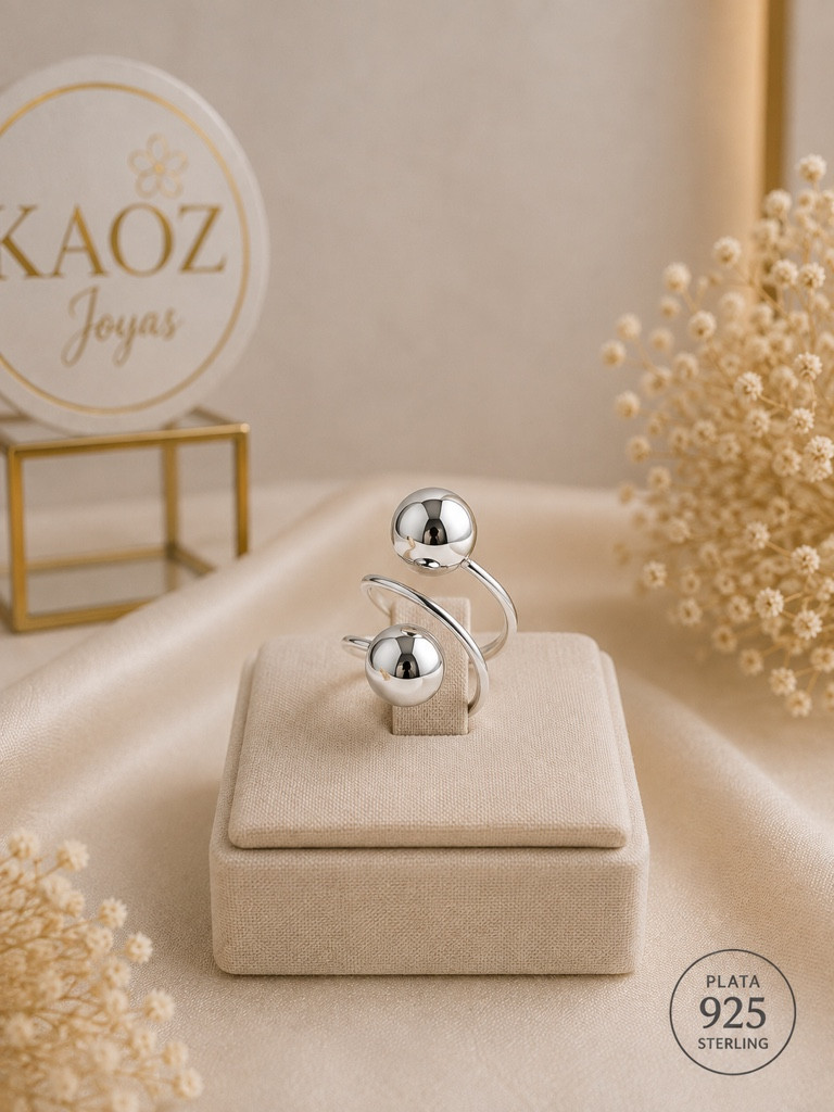 Imagen 1 de Anillo doble esfera plata