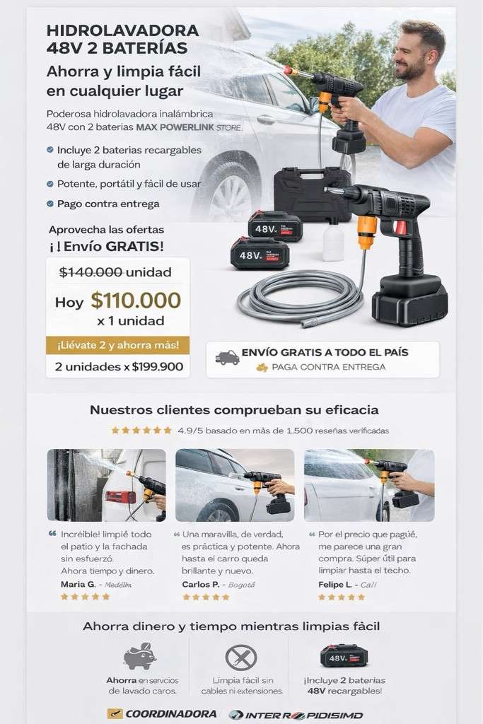 Imagen 1 de Hidrolavadora portátil inalámbrica