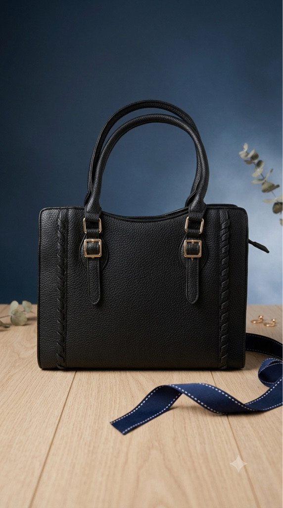 Imagem 1 de Bolsa Preta Estruturada - Grande