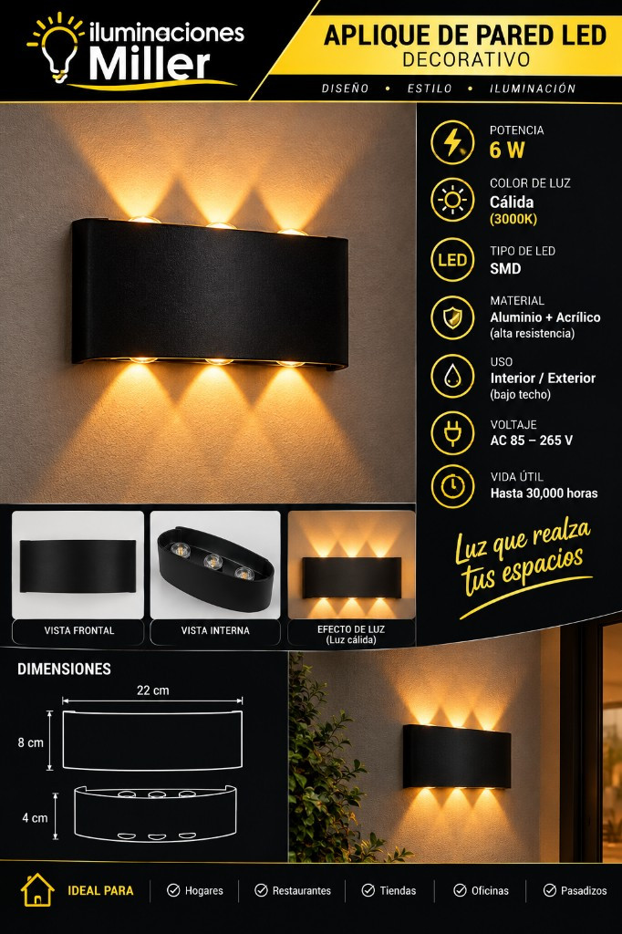 Imagen 1 de Aplique de pared 6w