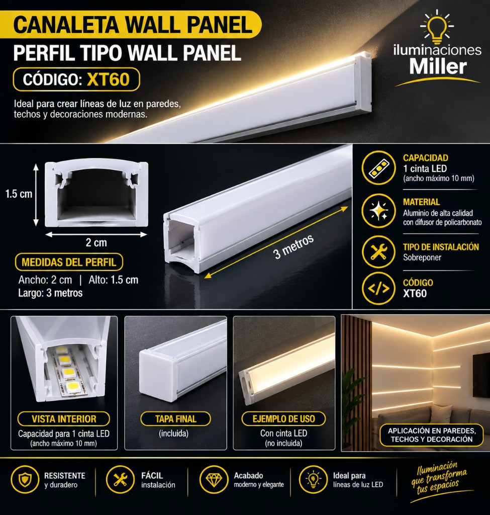 Imagen 1 de Canaleta wall panel 3m sobrepuesta