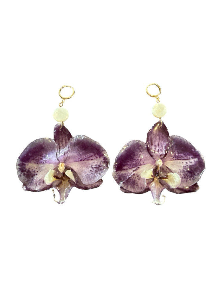 Imagen 1 de Aretes orquídea natural morada