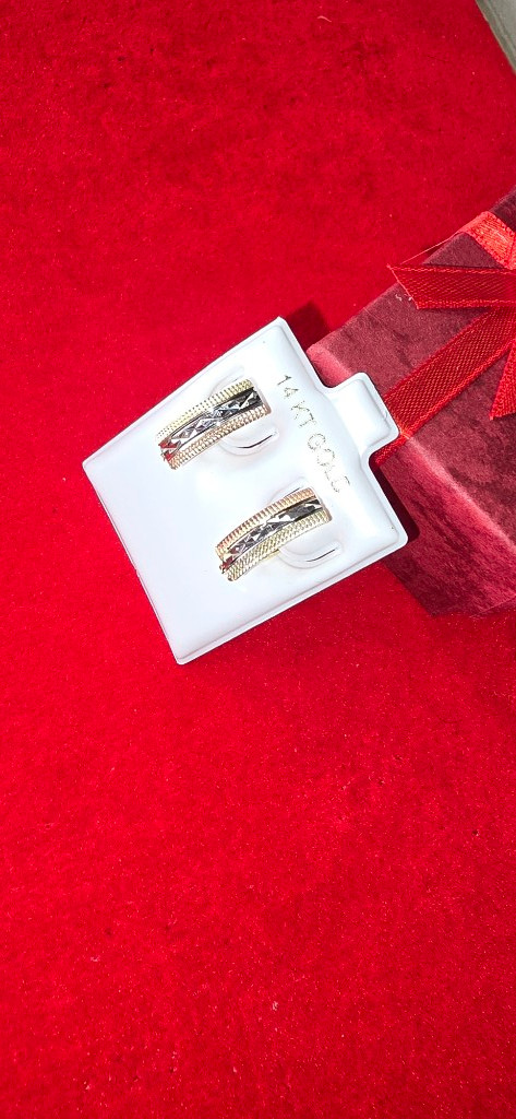 Imagen 1 de 14kt Two-Tone Hoop Earrings
