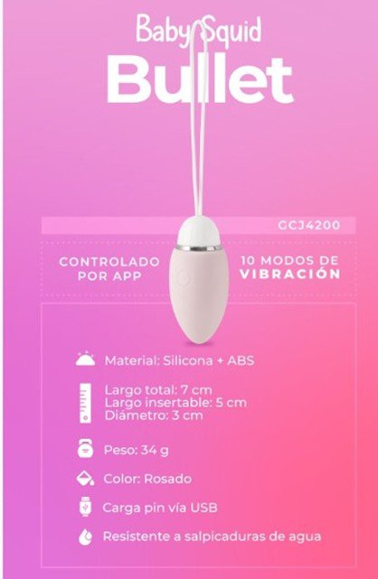 Imagen 1 de BABY SQUID BULLET HUEVO VIBARDOR APP