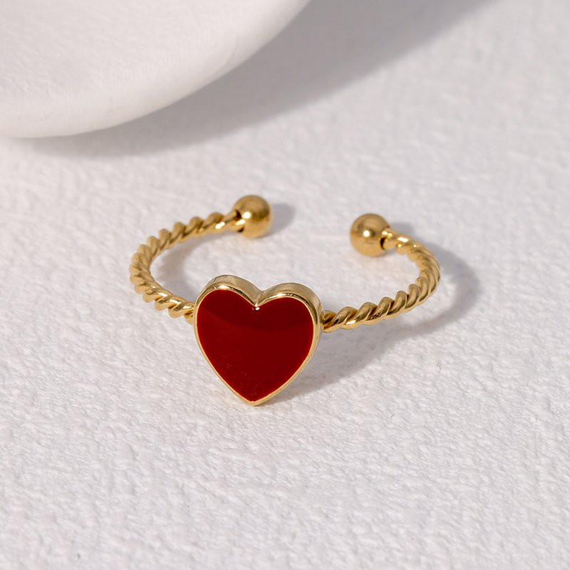 Imagen 1 de Anillo Ajustable Corazón Rojo - Dorado - ANI245
