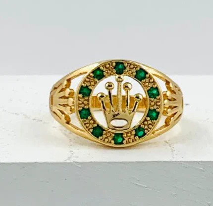 Imagen 1 de ANILLO RODIO ROLEX DORADO CIRCON VERDE
