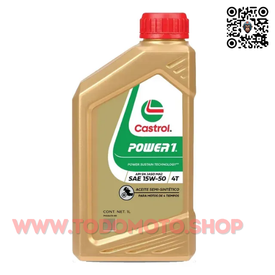 Imagen 1 de ACEITE 4T - CASTROL POWER 1 - 15W50 SEMI-SINTETICO