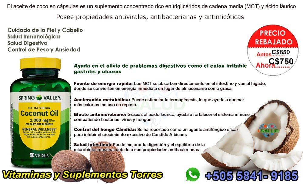 Imagen 1 de Aceite de Coco 1000mg 90 Soft Gel