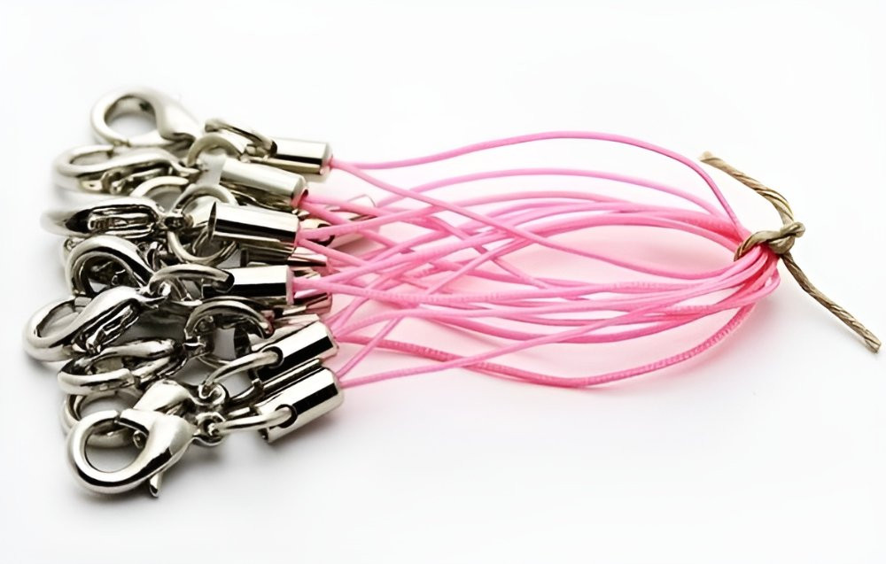 Imagen 1 de  Cuerdas para llaveros rosadas con cierre 6.5 cm x 10 unidades