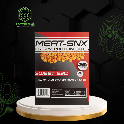 Imagen 1 de  bocaditos de proteína crujientes sabor Sweet BBQ "Meat-SNX" de Barn Dad Nutrition. 
