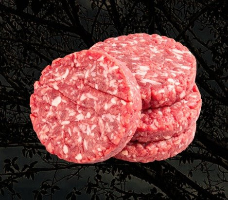 Imagen 1 de HAMBURGUESA DE RES CON TOCINO Y ESPECIAS 1KG 5 PZ