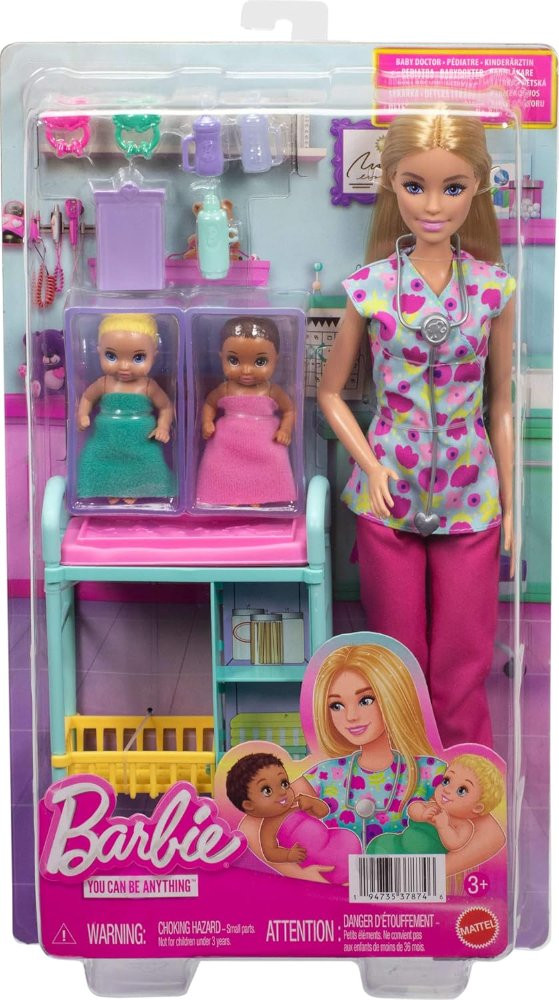 Imagen 1 de  Barbie Careers Baby Doctor Playset with Blonde Fashion Doll, 2 Baby Dolls, Exam Table  Accessories