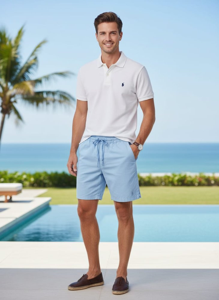 Imagen 1 de Bermuda Sarjada Polo Azul celeste