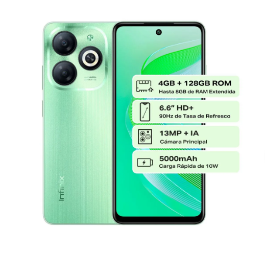 Imagen 1 de Celular INFINIX SMART 8 128 GB 4 GB RAM Verde/Negro