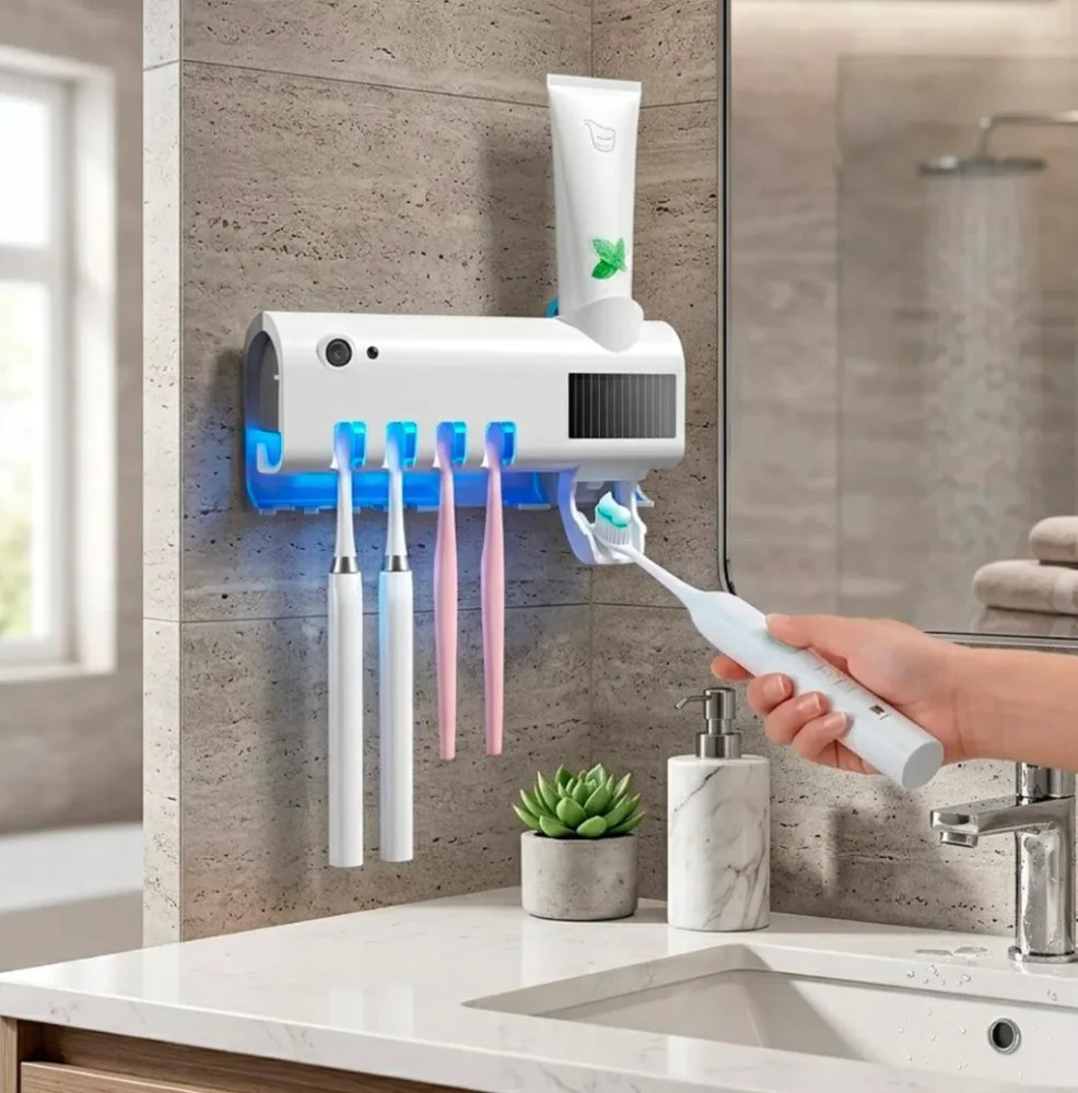 Imagen 1 de Dispenser De Pasta Dental Con Luz UV Sanitizadora Baño