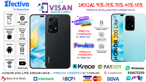 Imagen 1 de Honor 200 Lite 5G 256GB*8GB
