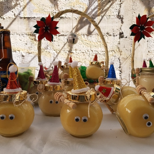 Imagen 1 de Carita Navideña (Tarro de vidrio con Miel de Abeja 250 gr).