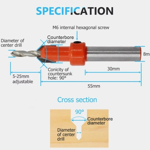 Imagen 1 de BROCA AVELLANADORA  PARA MELAMINA 2.8x8mm