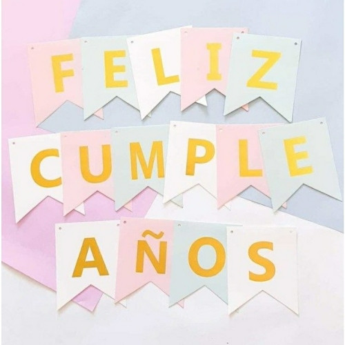 Imagen 1 de Banderin feliz cumpleaños combinado pastel