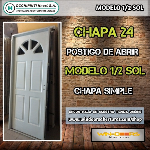 Imagen 1 de Puerta Chapa Simple 1/2 Sol 80x200 - OCCHIPINTI