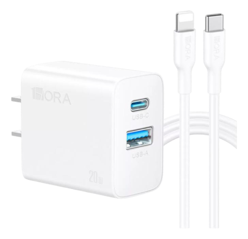 Imagen 1 de Cargador 20W QC 3.0 USB Tipo A y C con cable C a Lightning GAR163 
