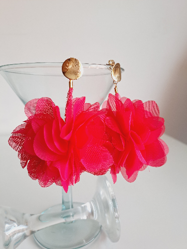 Imagen 1 de Aretes Flores Fucsia