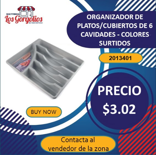 Imagen 1 de 2013401 - ORGANIZADOR DE PLATOS/CUBIERTOS DE 6 CAVIDADES - COLORES SURTIDOS